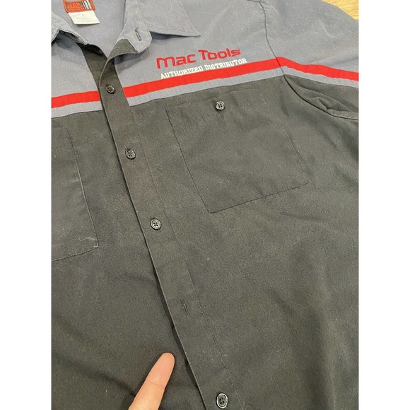 Mac Tools Men’s Black Red Short Sleeve Button Up Shirt Double Sided Large L - Picture 3 of 7